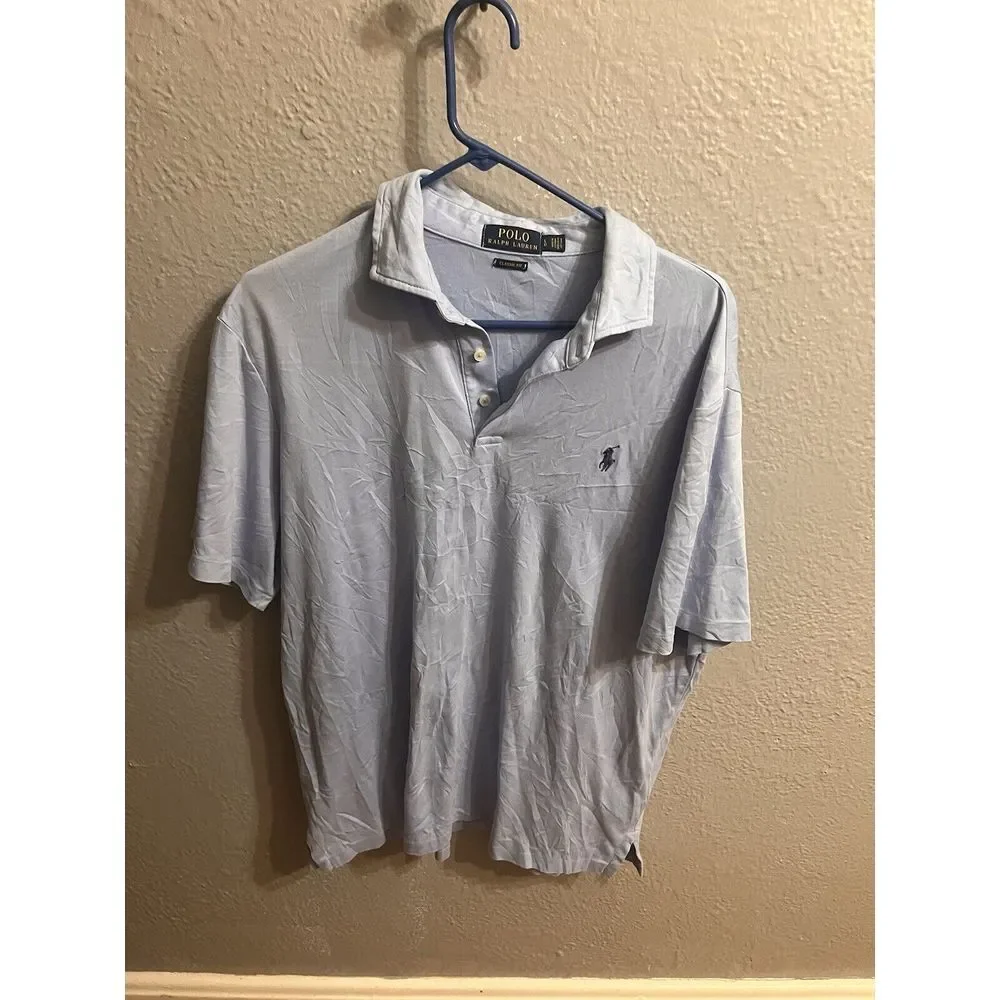 Polo Ralph Lauren Shirt Mens Blue Size Large‎ Classic Fit Short Sleeve
